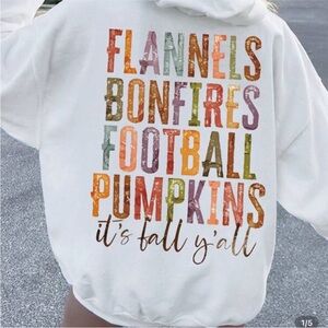 NEW Flannels,Bonfires,Football,Pumpkins Graphic White Hoodie Sweatshirt